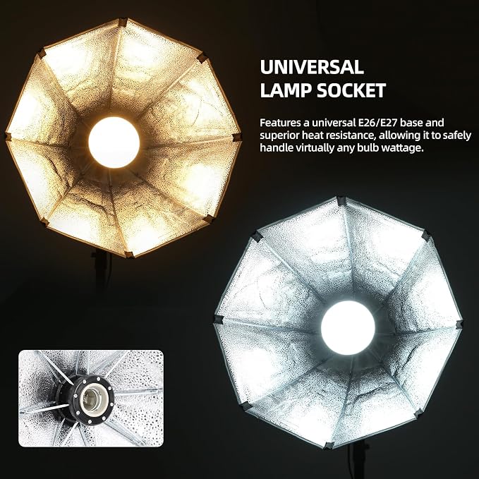 Professional Softbox Lighting Kit, 20'' x 20'' Studio Lights with 85W 2700-6500K E27 LED Bulbs, Continuous Lighting for Photography/Video Recording/Live Streaming