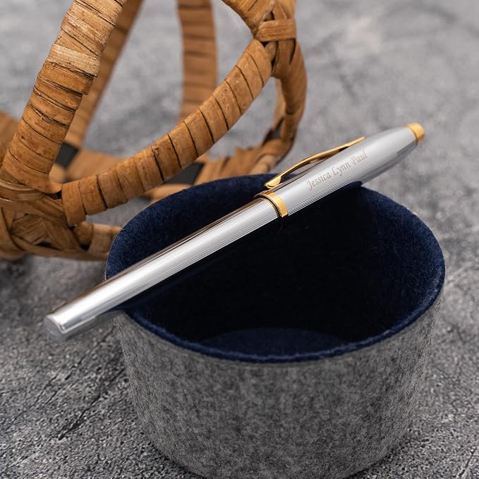Cross Century II Medalist Rollerball Pen, Chrome and Gold Appointments, Custom Engraved — Graduation, Retirement, Promotion, or Holiday Gift