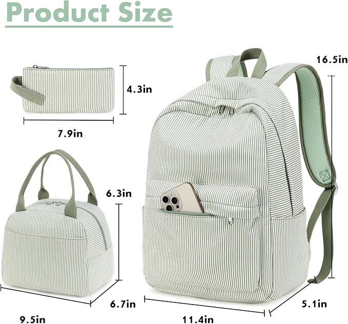 Bluboon Teen Girls School Backpack Kids Bookbag Set with Lunch Box Pencil Case Travel Laptop Backpack Casual Daypacks (Beige bow tie)