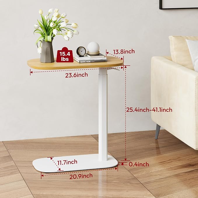 SANODESK 24''Standing Desk Pneumatic Height Adjustable Mobile Overbed Table | Desk Laptop Desk,Bedside Table,Computer Cart for Home Office Computer Workstations Small Spaces,23.6" W x 13.8" D,Maple