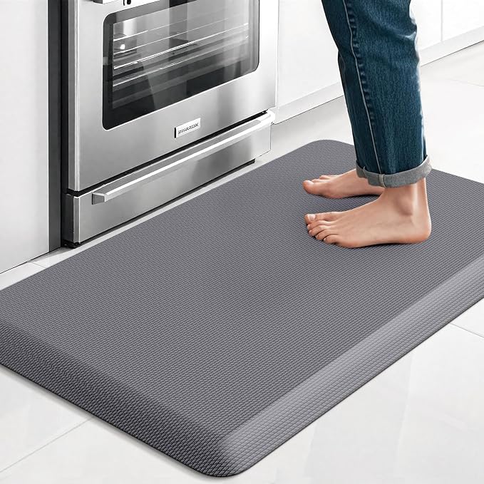 4/5 Inch Thicker Kitchen Mat, Cushioned Thick Floor Comfort Mat, with Non-Slip Bottom, Water & Stain Resistant, Easy Clean Standing Desk Mat for Kitchen, Sink, Office (17.3"x28"x0.8", Grey)