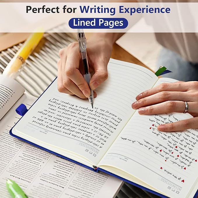 PERCUN Lined Journal Notebook for Men & Women, 160 Pages Leather Journals for Writing, A5 Hardcover Notebooks for Note Taking, Work, School, Business, Travel,Daily Diary 5.9" x 8.5" (Navy)