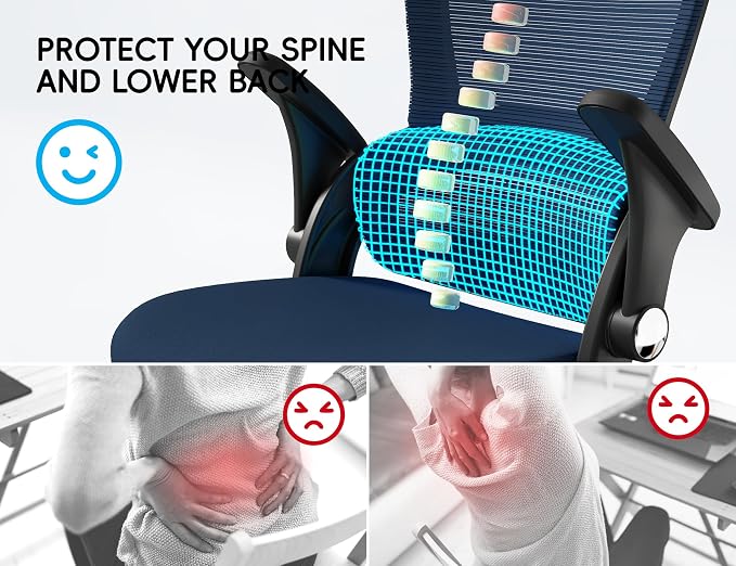 TRALT Office Chair - Ergonomic Office Chair with Back Support, Home Office Desk Chairs, 330lbs Wide Seat Big and Tall Office Chairs, Comfy Desk Chair for Work, Study, Office, Gaming (Dark Blue)