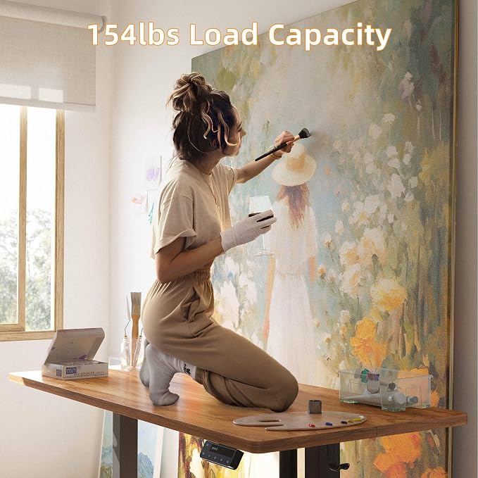 YIHAYO Low Height Adjustable Desk, Lifts 18.1-28.3 Inches, Electric Standing Desk for Short People, 60 x 24 Inches Computer Table with Splice Board for Home Office, Rustic Brown