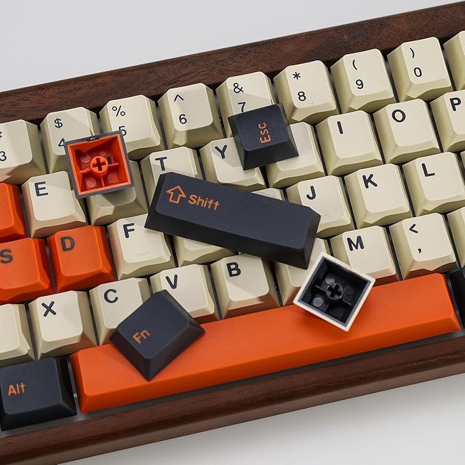 Carbon PBT Double Shot Orange Keycap Set,174 Keys Retro Custom Key Cap Keycaps 60 Percent Cherry Profile Keycaps for 61/64/68/84/87/100/104/108 Mechanical Keyboard