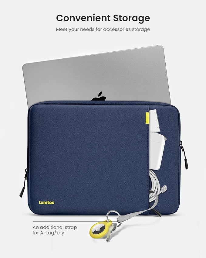 tomtoc 360° Protective Laptop Sleeve for 13-inch New MacBook Air M5/A3449 (2026) M4/A3240, M3/A3113, M2/A2681, M1/A2337, Water-Resistant Computer Case Bag Fits 13" MacBook Neo A18 & MacBook Pro M2/M1