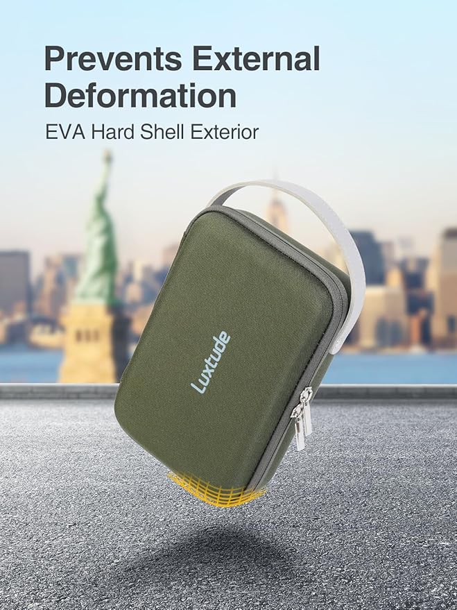 Luxtude Electronic Organizer Travel Case, Portable Tech Organizers, Hard Charger Organizer, Travel Cable Organizers, Tech Bag (Single-Layer, Green, Small)