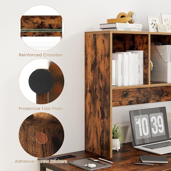 Tangkula Desktop Bookshelf, Countertop Storage Hutch with 4 Shelves for Computer Desk, Desk 2-Tier Display Rack, Multipurpose Wood Desktop Hutch Storage Organizer for Dorm Office Home