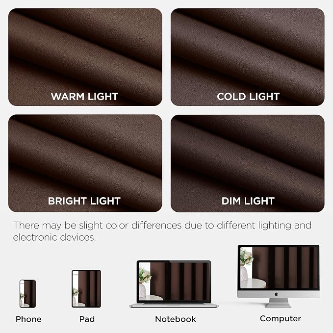 Joydeco Blackout Patio Sliding Door Curtains 90 Inches Long, Grommet Privacy Room Divider Curtains, Extra Wide Thermal Blackout Drapes for Bedroom Living Room (Chocolate, 70Wx90L, 1 Panel)