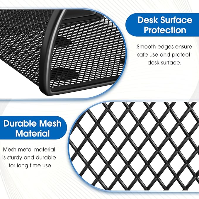 MaxGear Magnetic Pen Holder 2-Pack, Mesh Pencil & Marker Organizer for Desk, Extra Strong Magnets for Locker, Refrigerator, Dry Erase Board, Whiteboard Storage Solution (Semi-Circular)