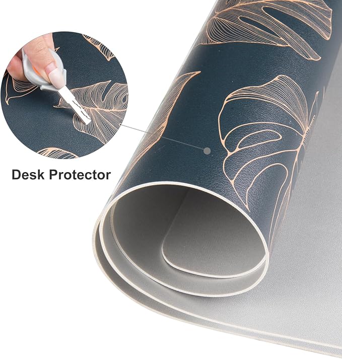 Colorful Star Large Mouse Pad, Monstera Leaves Waterproof Office Desk Mat, Non-Slip Gaming Mouse Pad, XXL PC Laptop Protector Pads, PU Leather Desk Writing Pads for Office Home, 31.5" x 15.7"
