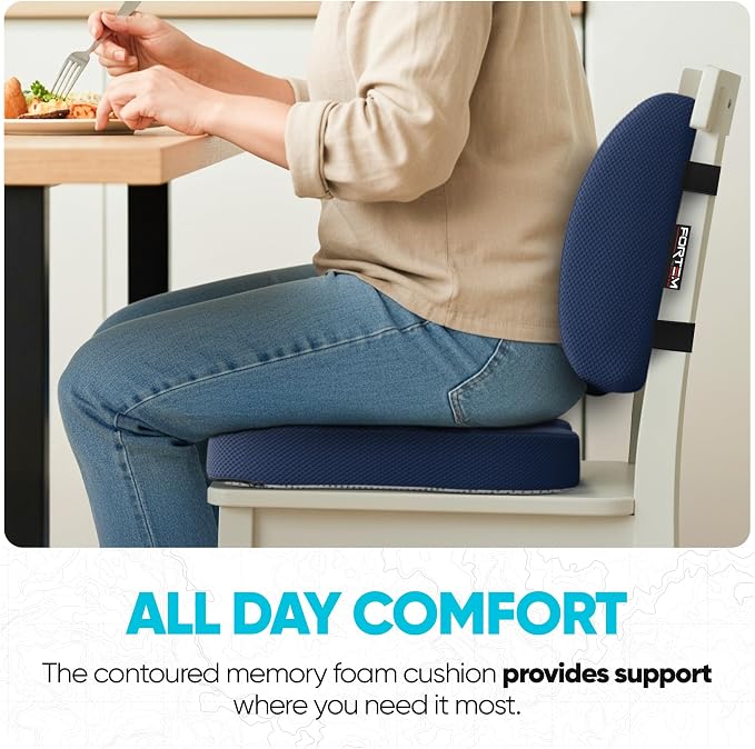 FORTEM Seat Cushion, Office Chair Cushion, Lumbar Support Pillow for Office Chair, Memory Foam Car Seat Cushions, Sciatica Coccyx Tailbone Pain Relief, Cushions for Back Support, Washable, Non Slip XL