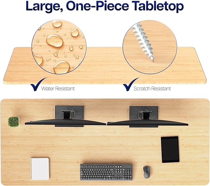 VIVO Universal 71 x 30 inch Solid One-Piece Table Top for Standard and Sit to Stand Height Adjustable Home and Office Desk Frames, Bamboo, DESK-TOP71O