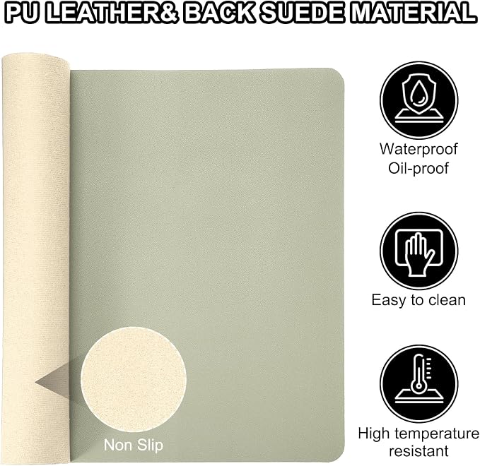 PATIKIL Desk Mat, 35"x17" Non-Slip Waterproof PU Leather Desk Pad Dual Sided Green