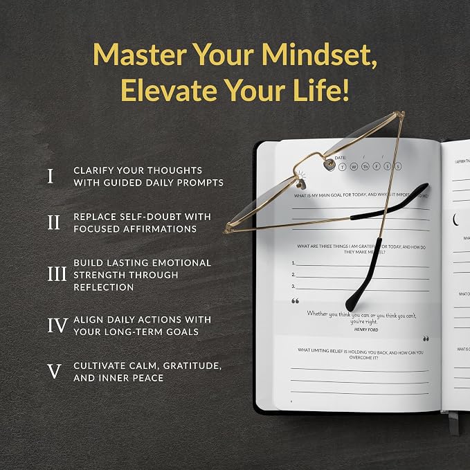 Foundations of Self Mastery Journal – Guided Daily Planner for Men & Women | Goal Setting, Gratitude, Manifestation, Affirmation, Reflection, Mindfulness, Productivity & Personal Growth (Black)