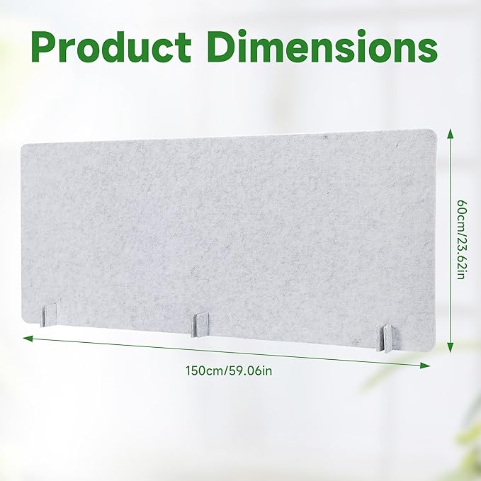Desk Privacy Panel Acoustic Divider Panel Portable Desk Partition Desk Divider Noise Visual Isolate Table Divider for Student Study Office Library (Gray-2, 59" x 23.6")