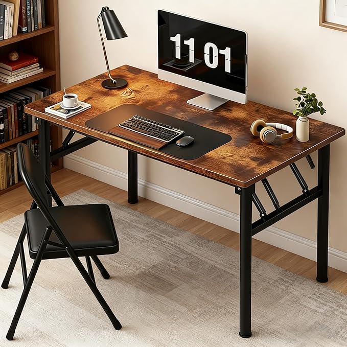 Small Folding Computer Desk - 31.5 Inch Foldable Small Spaces Compact Desk,No Assembly,Bedroom, Dorm and Apartment,Portable Study for Home Office Table