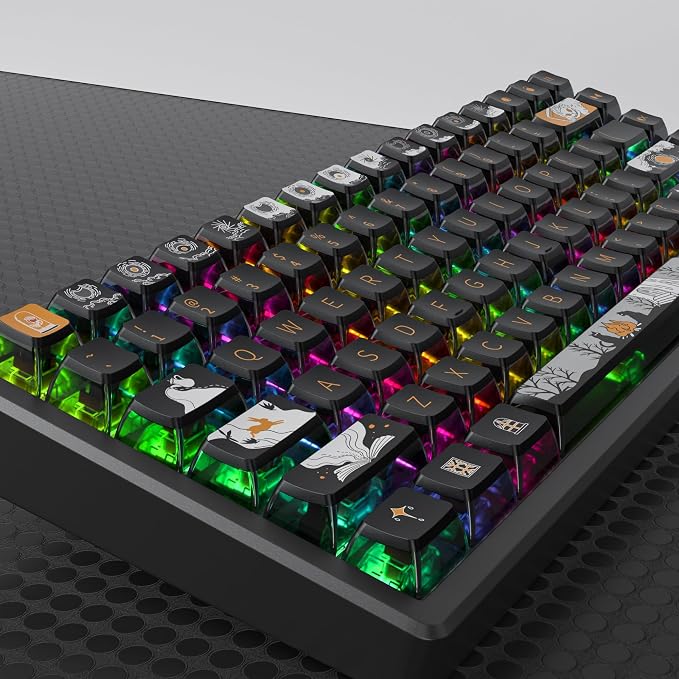 GTSP Punk Pudding Keycaps PBT, 116-Keys Transparent Keycaps 60 Percent ASA Profile Doubleshot Custom Replacement Caps US Layout for Full Size 75% 65% 60% Mechanical Keyboard (Fairy Tale)