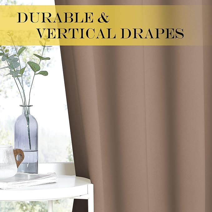 NICETOWN Blackout Drapery Curtain Panel 90 inches Long - Window Treatment Thermal Insulated Grommet Blackout Curtain/Drape for Bedroom Living Room (Cappuccino, 1 Panel, 46 by 90 inches)