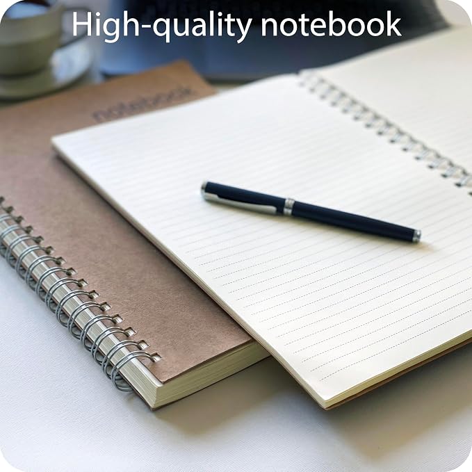 le vent Lined Spiral Notebook 8.5 x 11 | 2 Pack 200+200 A4 Lay Flat Pages | Hardcover College Ruled Notebooks | Smooth 100gsm Ink-Proof Paper | Daily Writing Journal for Work & Study