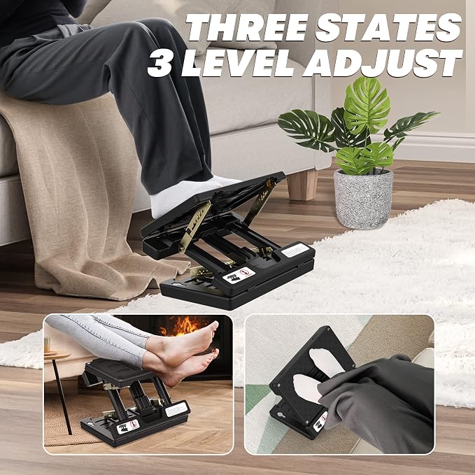 Foot Rest for Under Desk at Work, 4-Adjustable, Detachable Pad, Ergonomic | Car foot rest, Foldable, Metal Frame, for Multi-scene, All-Season Use(black)