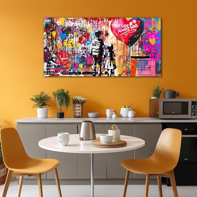 Graffiti Canvas Wall Art For Living Room Large Colorful Wall Art For Office Banksy Wall Decor Teen Bedroom Size 29 x 58 Inch