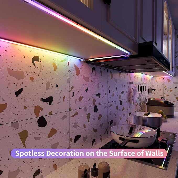 PAUTIX RGB Smart IC COB LED Strip Light Addressable 9.84ft/3m,UL-Listed DC24V Color Chasing Strip Light Multicolor Flexible Tape Lights Kit with Remote,for Cabinets,TV,Bedroom,Party DIY Decoration