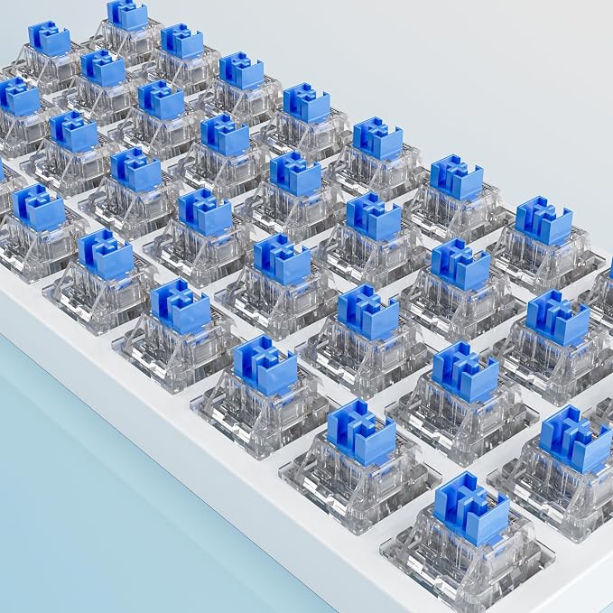 Outemu 108PCS Crystal Blue Clicky Mechanical Keyboard Switches,3-Pin Hot-Swappable Pre-Lubricated Switch with 3 Kailh Switches,Crisp Click Sound,for Gaming Keyboards & 3D Print Accessories