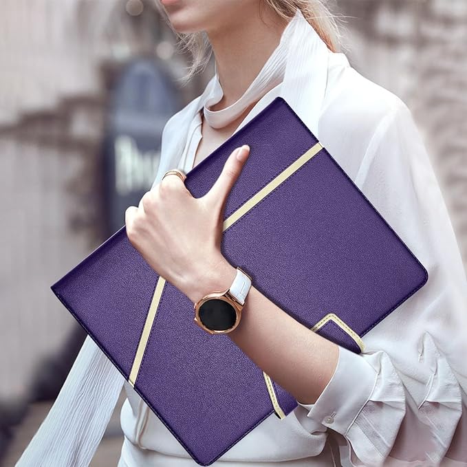 Toplive Purple Business Padfolio with Clipboard, A4/Letter Size, Card Holders, Document Sleeve, Professional Portfolio Case for Women & Men