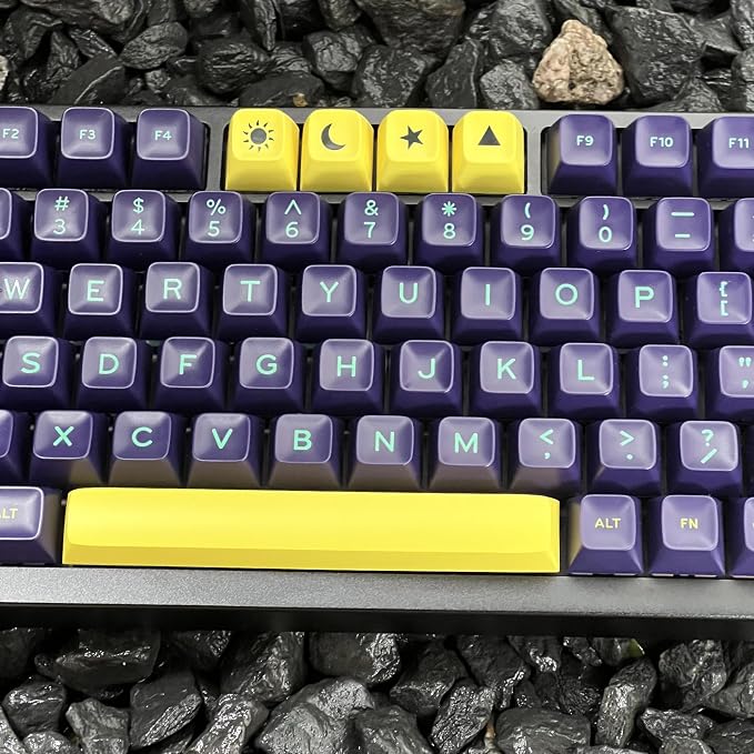 Guffercty kred SA Profile PBT Keycaps,173 Full Set Double Shot Durable Keycaps for Custom Mechanical Keyboard Gamers Typists (Cyberpunk)
