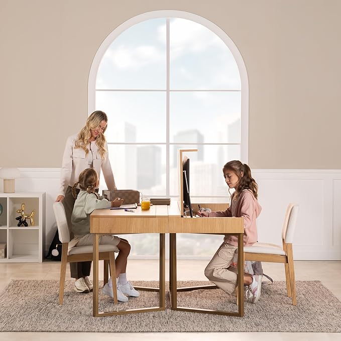 Convertible Desk, Simple Modern Home Office Desk with Storage, Folding Desk into Dining Table, Multiuse Dining Table and Gaming Desk, Work from Home Essentials (1 Unit)