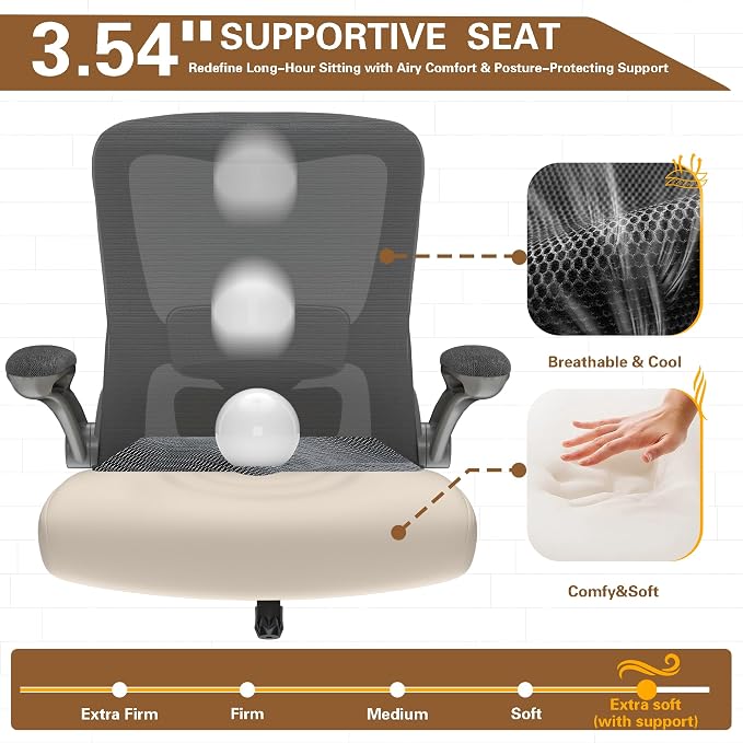 Ergonomic Office Chair - High Back Desk Chair with Adjustable Lumbar Support, Breathable Mesh Back, 330LBS Capacity, Easy Assembly, for Home Office Executive Computer Task