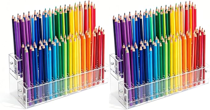 2PCS 96-Slots Pen Holder for Craft Shows,Acrylic Pen Display Stand 12mm Fountain Pens Stand Paint Brush Holder Pencil Organizer Makeup Brush Rack Art Brush Organizer for Back to School