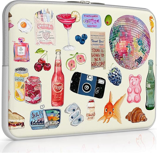 iCasso Laptop Sleeve 13 inch for MacBook Air 13-13.6 inch, Cute Laptop case for MacBook Neo/Pro 13 inch, Slim Protective Travel Carrying Case Sleeve for 14 inch Chromebook, HP, Dell, Stickers