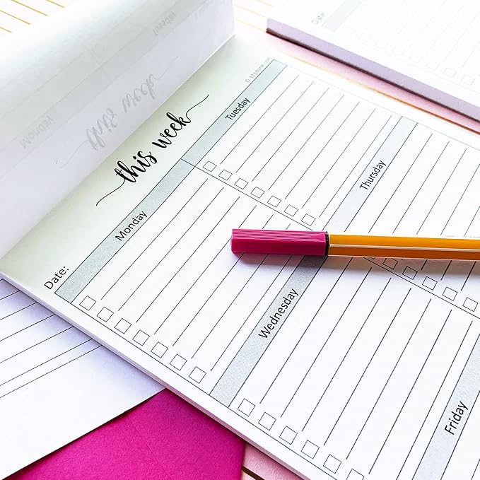 321Done Weekly Checklist Notepad, 8.5x11 Large Letter-Size Desk Pad - 50 Tear-Off Sheets, Undated Monday-Sunday Schedule, Daily Task Planner for Home, Office & Student Use - Made in USA