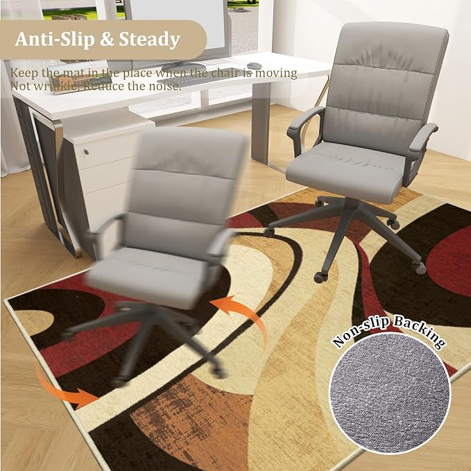 Office Chair Mat for Hardwood Floor, 72"x48" Easy Glide Computer Desk Mat Protector for Rolling Chair Under Desk Rug Nonslip Backing, Machine Wash, (Modern)