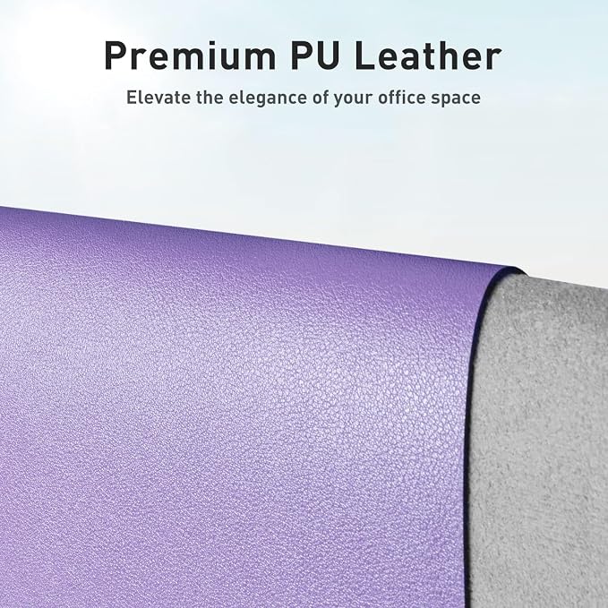Aothia Faux Leather Desk Mat (Light Purple, 31.5" x 15.7") | Creates A Clean, Organized Workspace With One Surface For Your Keyboard, Laptop And Mouse