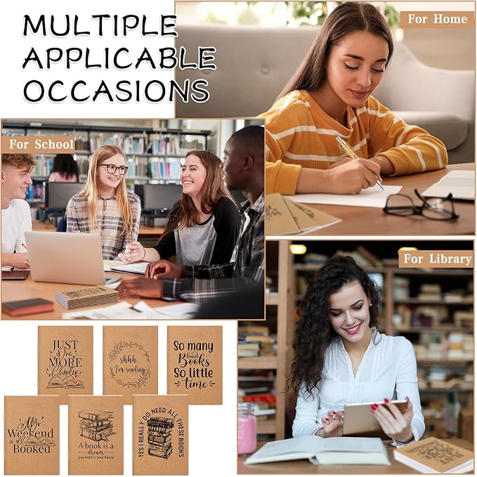 Supervitae 48 Set Book Lover Gift Book Club Reading Journal Inspirational Bookish Notebook with Motivational Bamboo Pens Librarian Appreciation Gift for Women Bookworm Teacher Student Office Writers