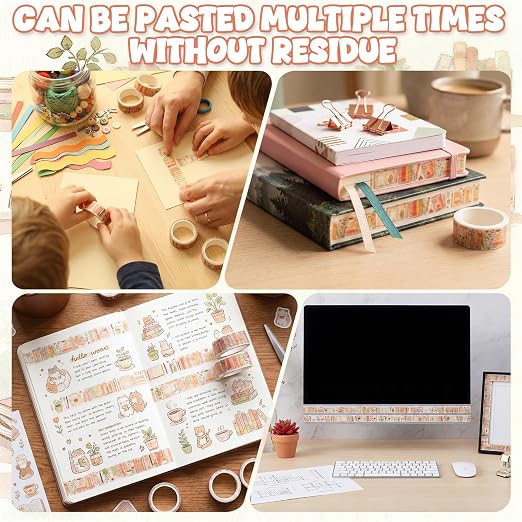 24 Rolls Book Washi Tape Back to School Washi Tape VBS Maskingtape Set Gifts for Students Boho Book Maskingtape for Sunday School, Classroom Crafts, Journaling Supplies, Scrapbooking, Gift Wrapping