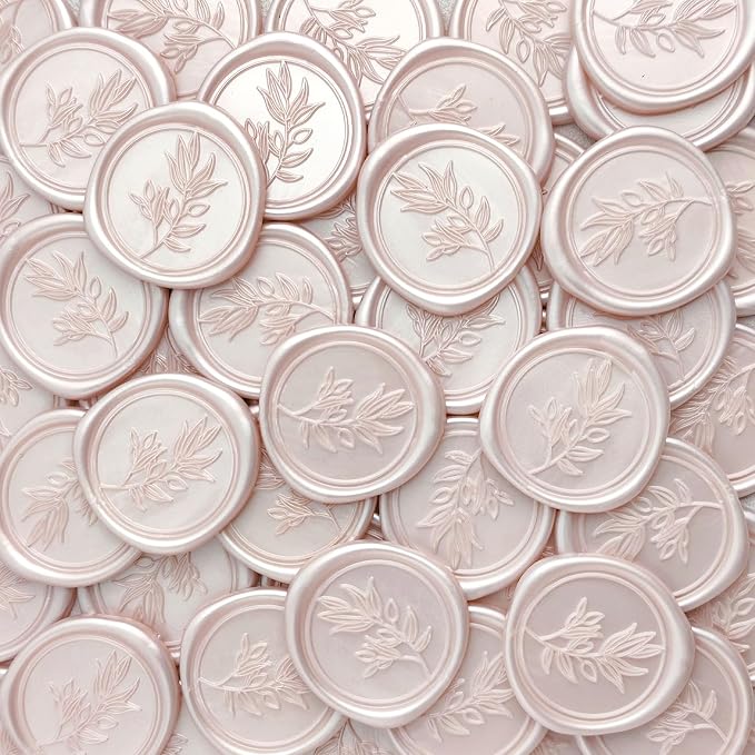 50Pcs Champagne Self-Adhesive Wax Seal Stickers - Wax Seal Perfect for Wedding Invitation or Envelope Good Adhesion and Easy to Use, Wedding Invitation Accessories