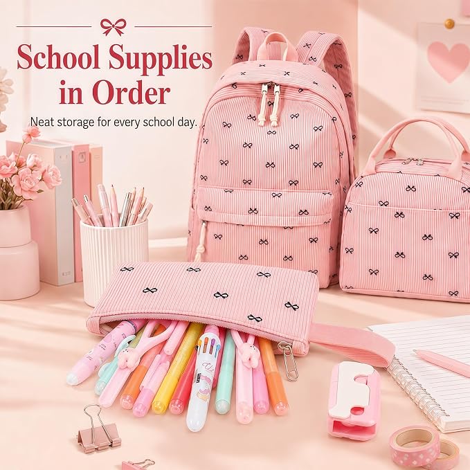 LEDAOU Backpack for Girls School Bag Kids Bookbag Teen Backpack Set Daypack with Lunch Bag and Pencil Case | Kids