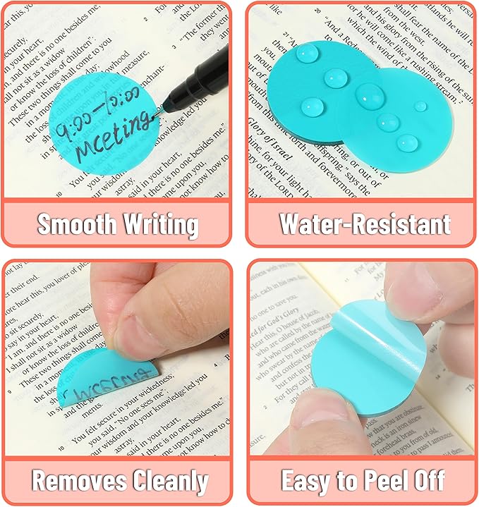 Mr. Pen- Transparent Sticky Note Set, 560Sheets, Colorful, Round Transparent Sticky Notes Set, Stocky Notes for Bible Journaling