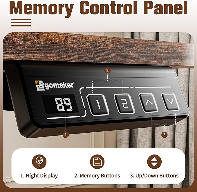 Small Standing Desk,35"x24" Height Adjustable Sit-Stand Home Office, Brown | Electric Adjustable Standing Desk, Sit to Stand Computer Office Desk with Splice Board, Memory Preset, Lifts 28.7''-46.5"
