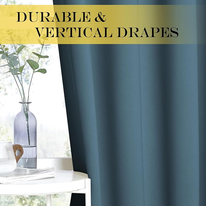 NICETOWN Blackout Curtains for Sliding Glass Door Room Divider Noise Reduce Curtain Panel Portable Window Screen Sliding Partition, W100 x L102 inches, 1 Panel, Smoky Blue