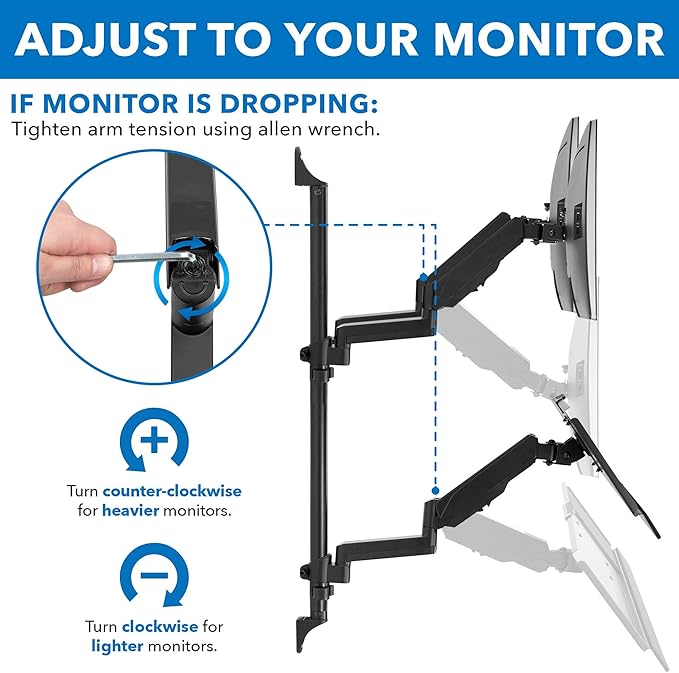 Mount-It! Dual Monitor Arm Wall Mount Workstation with Keyboard Tray & CPU Holder, Height Adjustable Gas Spring Full Motion Computer Station, Fits 17–32” VESA 75x75 100x100, Black