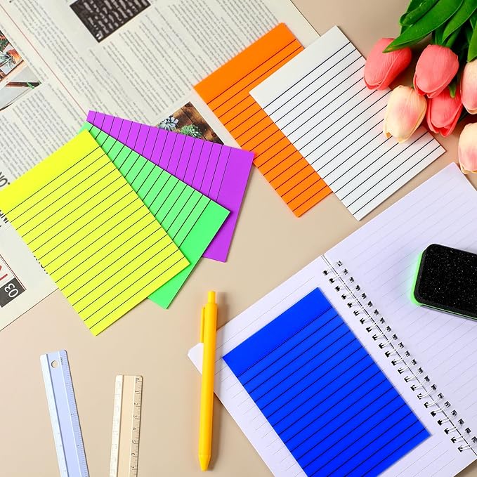 Yinder 6 Pack 180 Sheets Pastel Transparent Sticky Notes Translucent Clear Lined Self-Stick Note, Back to School Gifts for Bible Tabs, Book Tabs, School Supplies, Office, 4 x 6'' (Bright Color)