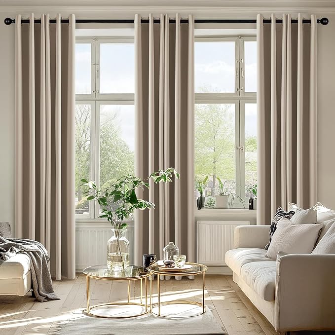 MIULEE Blackout Curtains for Bedroom Living Room 2 Panels, Thermal Insulated Room Darkening Drapes Grommet Noise Reducing Light Blocking Window Treatments 72 Inches Long 40x72 Inch Taupe