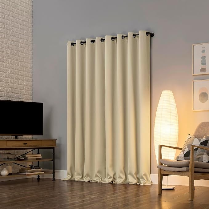 Sun Zero Nordic 2-Pack Theater Grade Noise Reducing Extreme 100% Blackout Grommet Curtain Panel Pair, 52" x 84, Cream Off-White