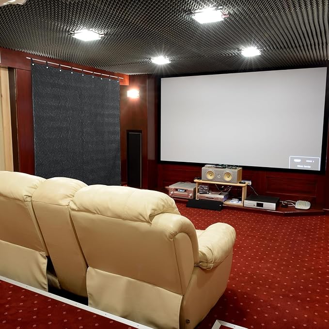 HOMBYS Large Sound Dampening Blanket, 80" x 72" Sound Absorbing Panel with Grommets for Wall Hanging, Noise Reduce Curtains for Recording Studio Use and Basements, 80" x 72", Black