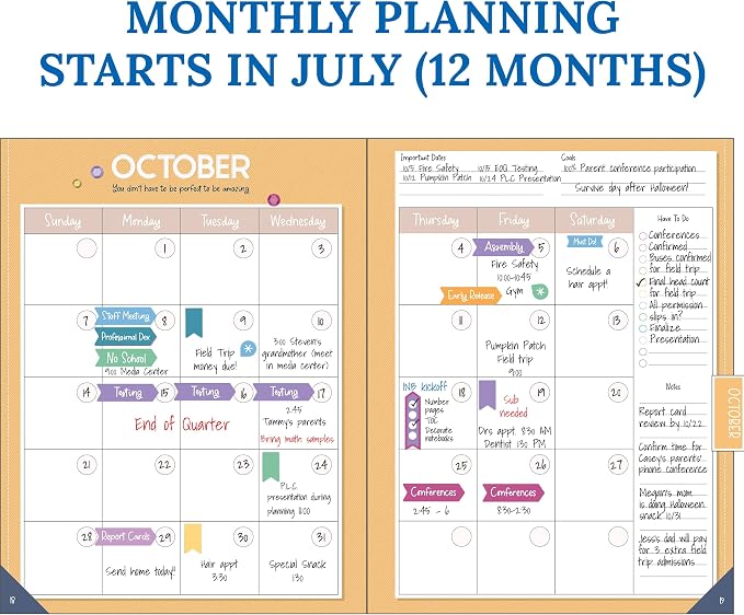 Carson Dellosa Education Crafty & Cool Teacher Planner 2026-2027, Undated 8"x11" Lesson Plan Book With Stickers, Class Schedule,Weekly Calendar, ... Haves, Homeschool Essentials, School Supplies